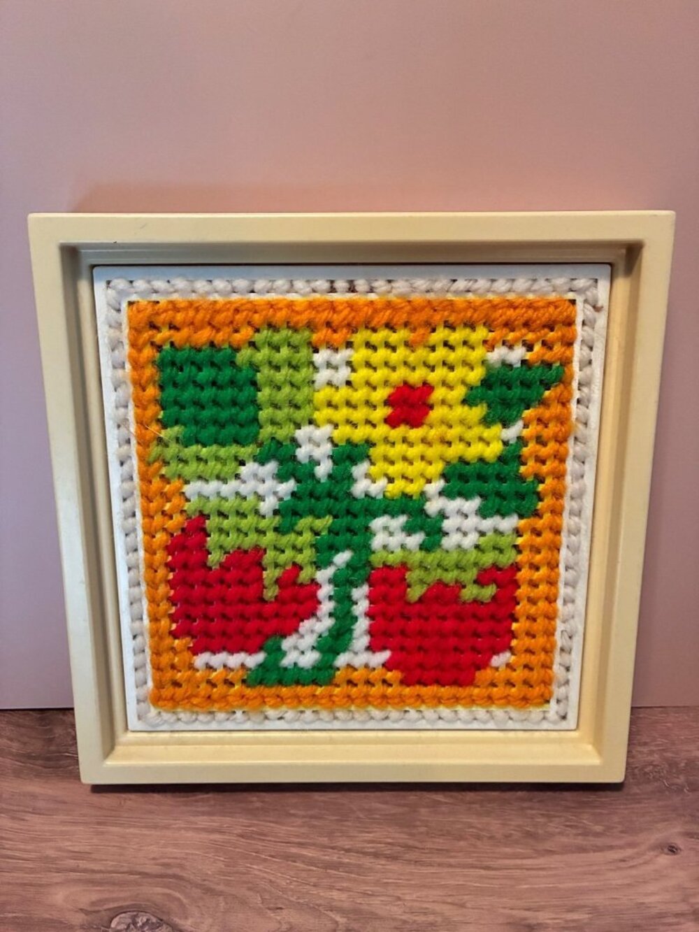 Vintage Fisher-Price Toys 1981 Latch Hook Needlepoint Strawberry Floral Wall Art